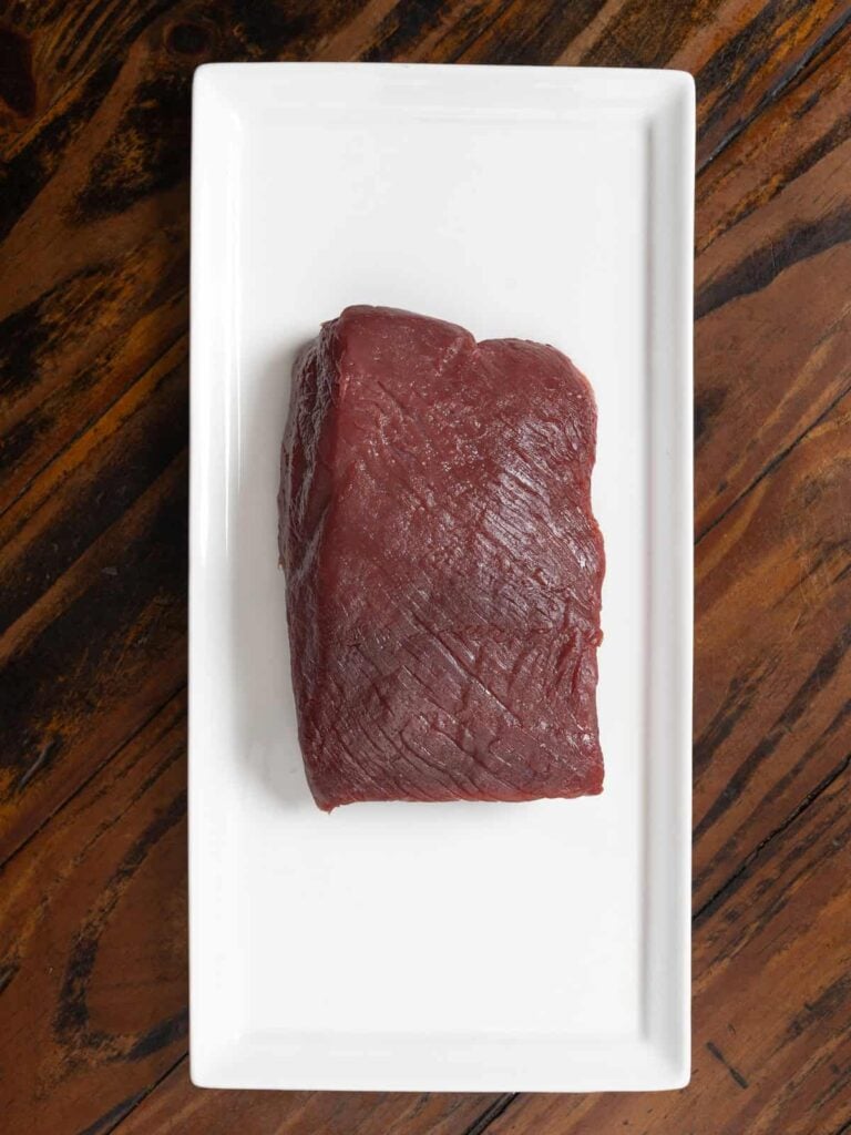 Venison steak for tartare.