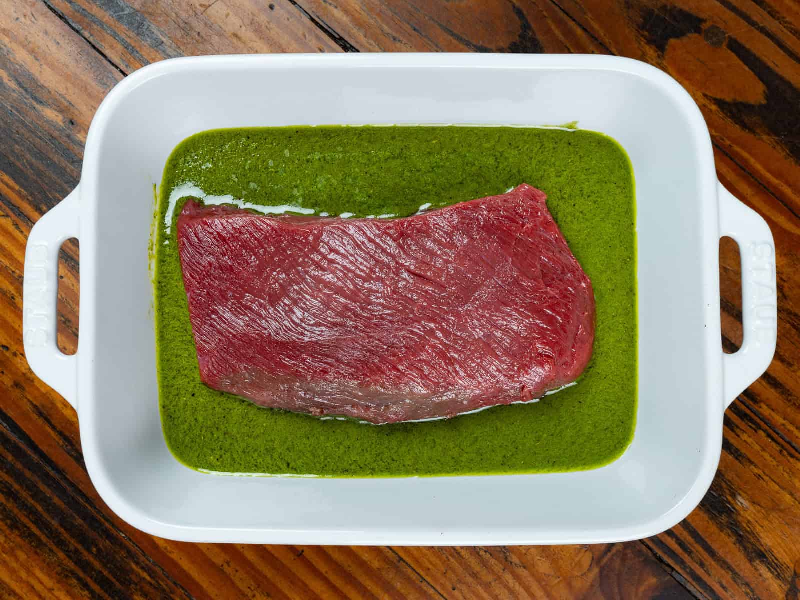 venison steak in marinade
