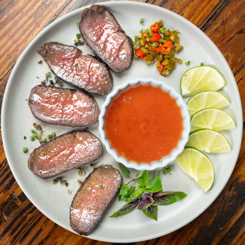 Sliced Thai marinated steak