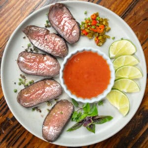 Sliced Thai marinated steak