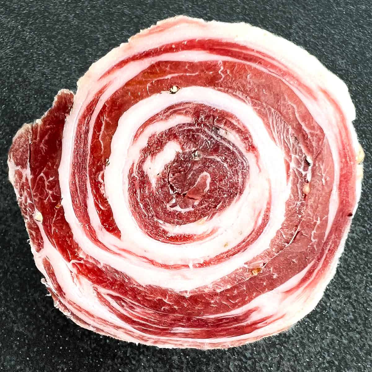 Pancetta rolled and sliced