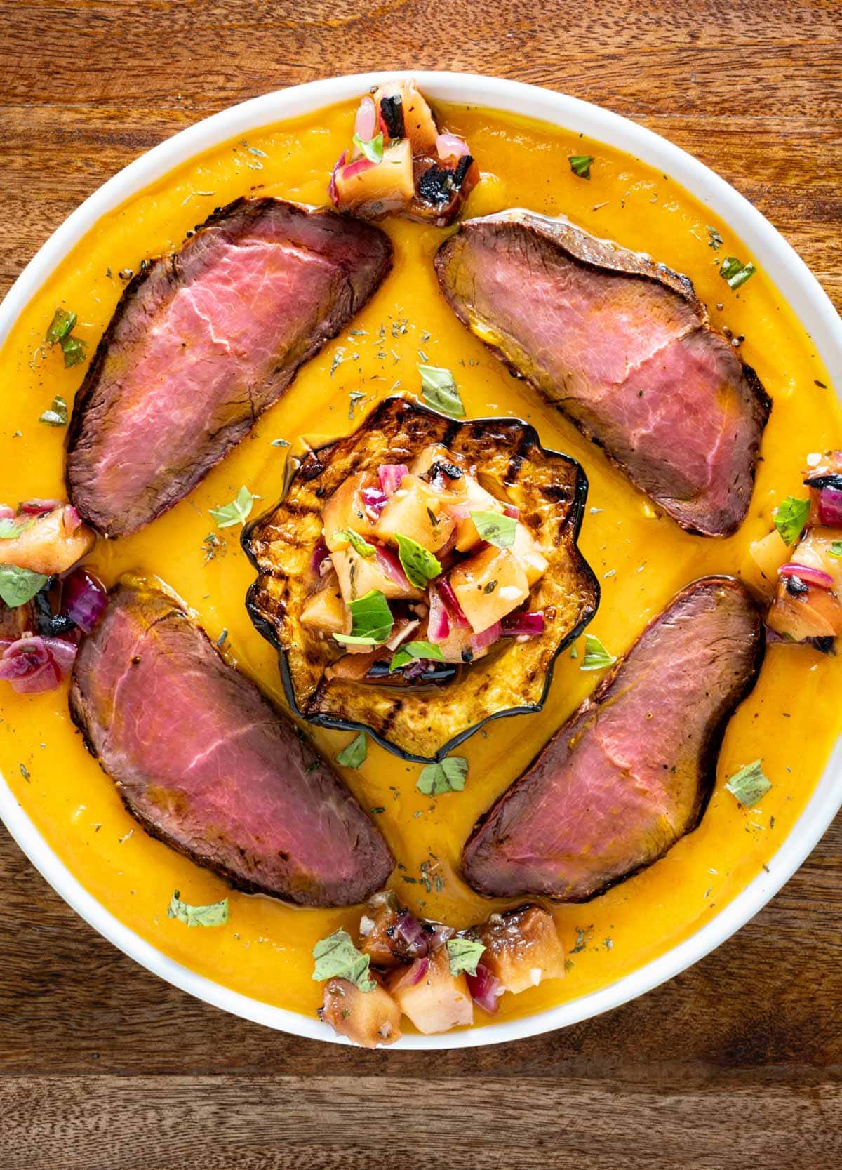 Apple salsa with venison.