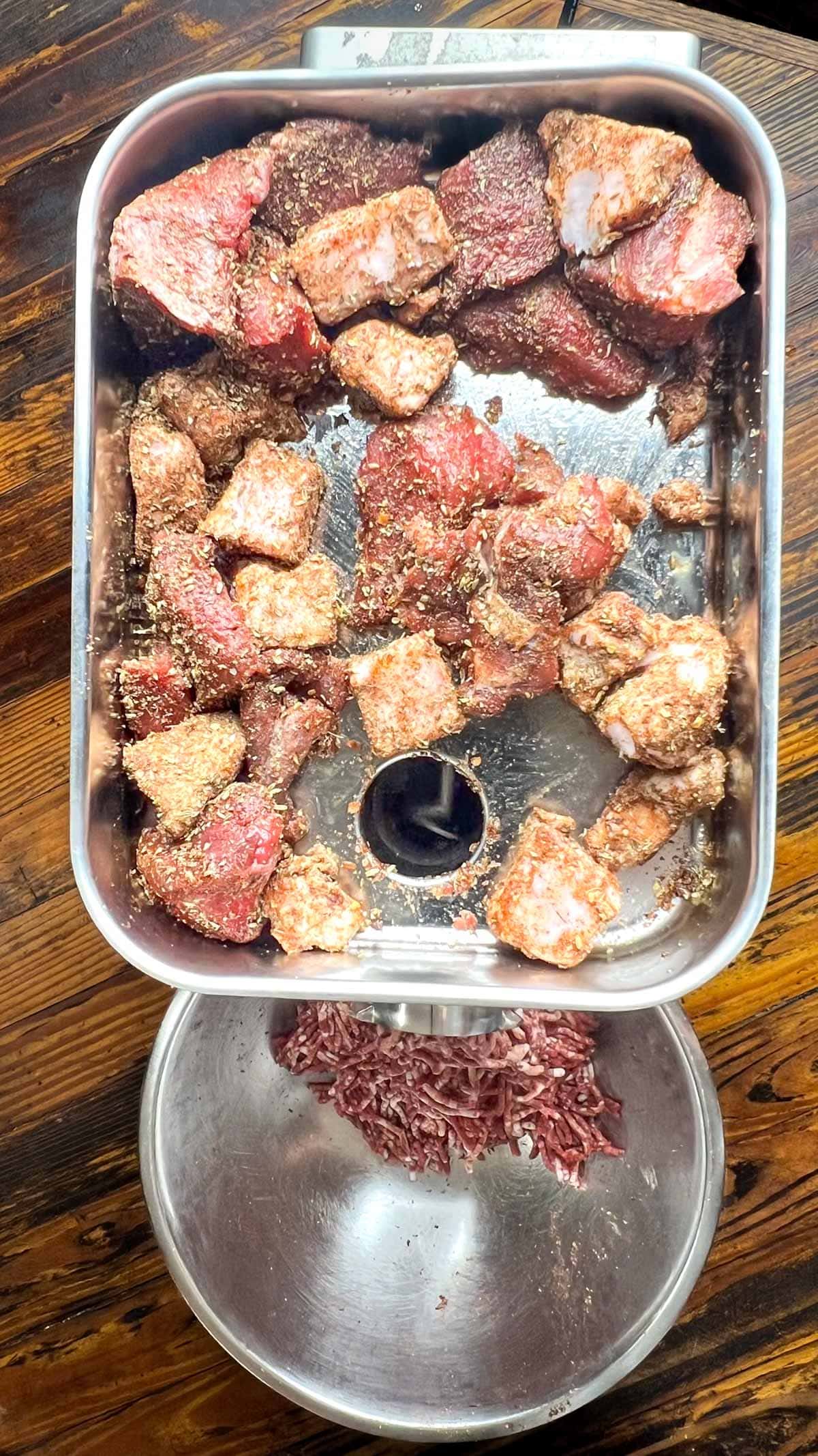 wild boar in a meat grinder