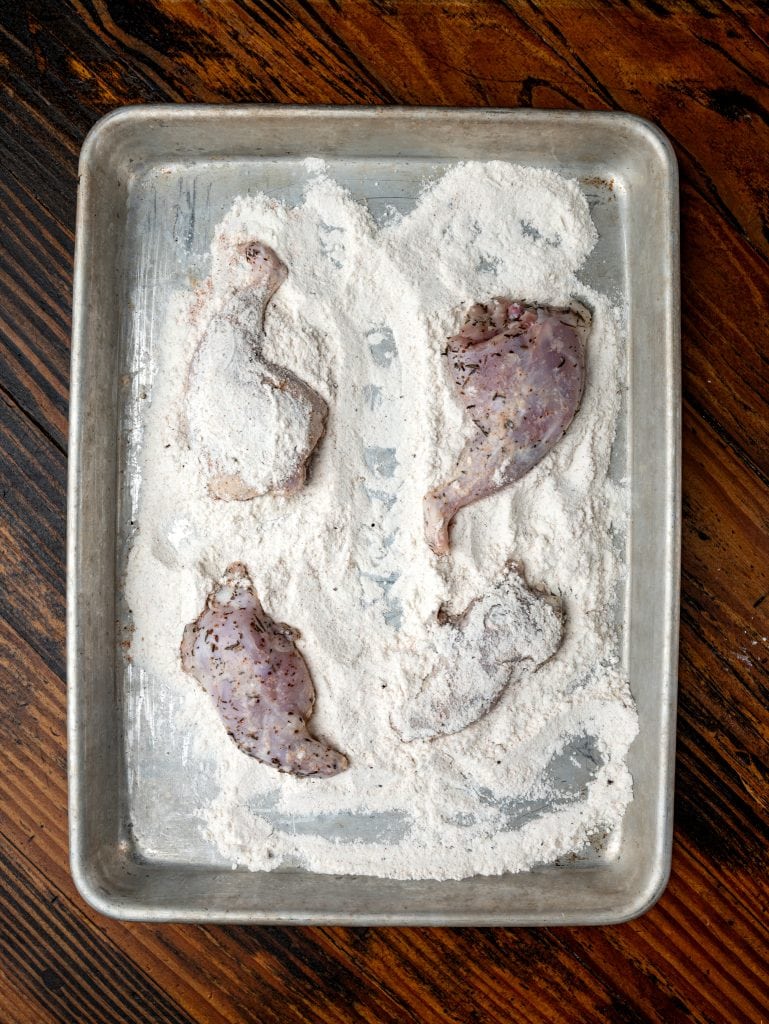 Squirrel coated in flour.