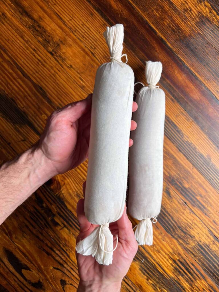 Pork loin rolled in cheesecloth.