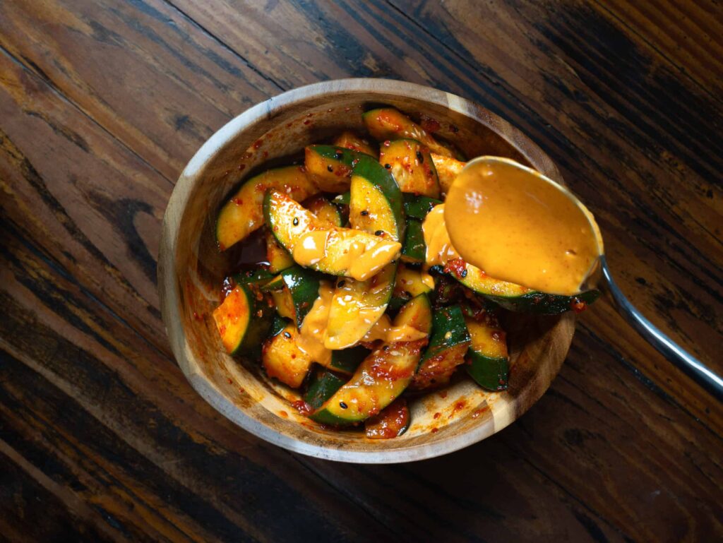 spicy mayonnaise and Korean cucumbers