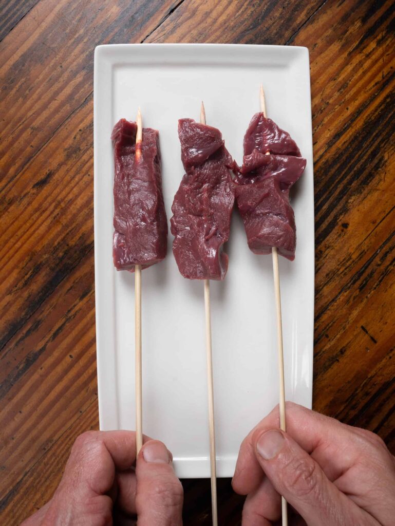 venison heart skewers