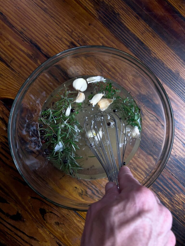 Stirring the ingredients