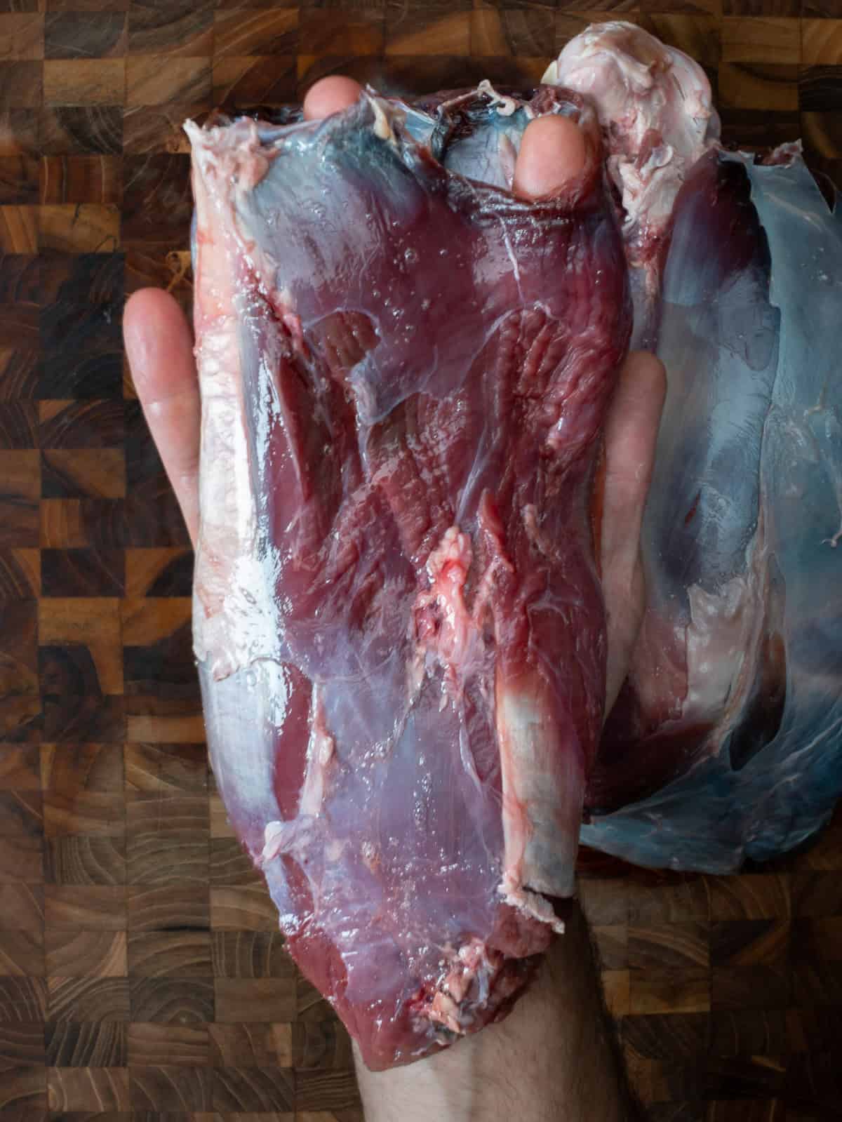 up close picture of a venison bottom round.