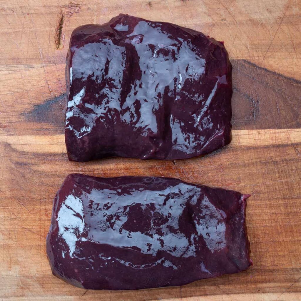 deer liver ready for cooking.