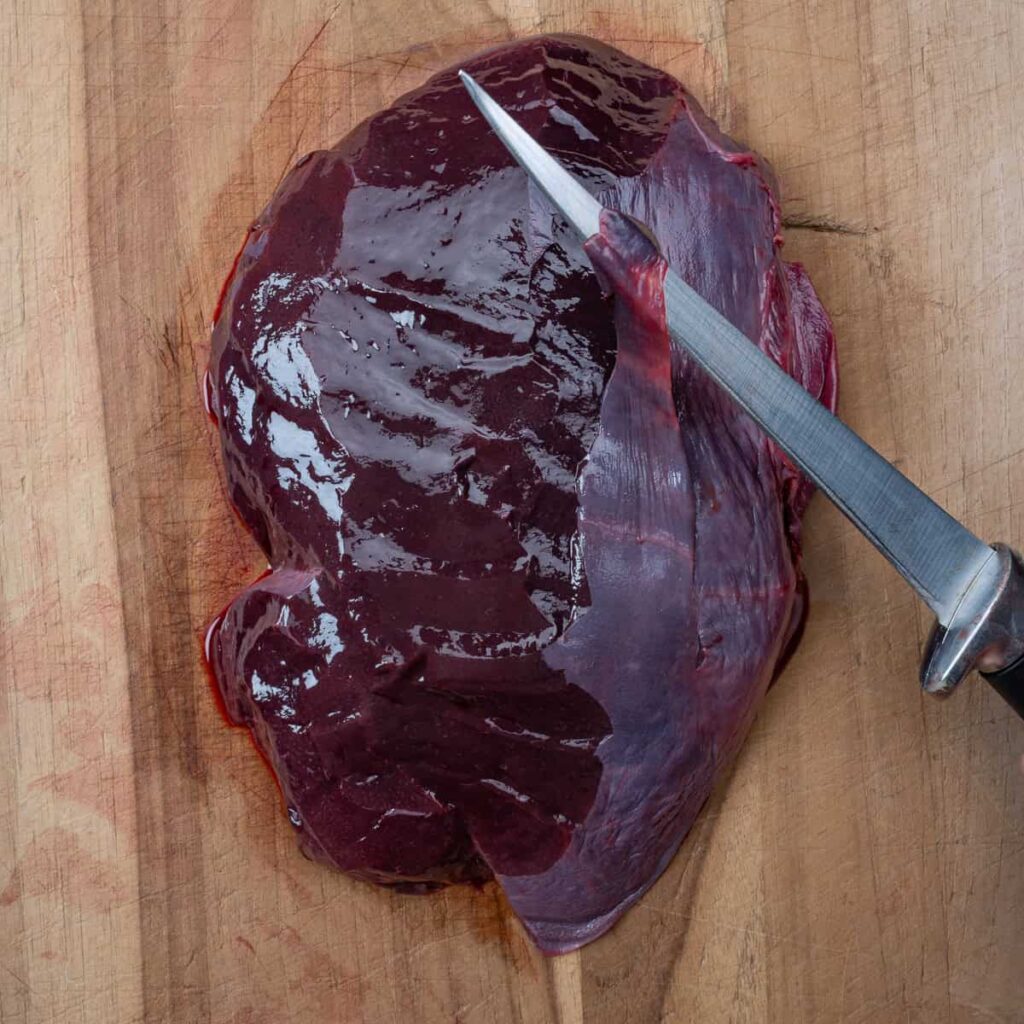 trimming deer liver