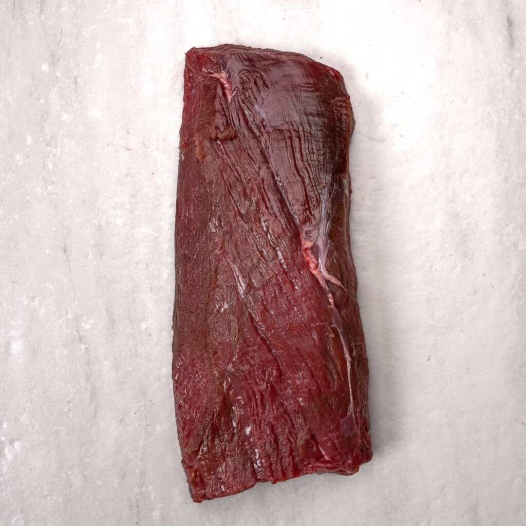 trimmed venison bottom round.