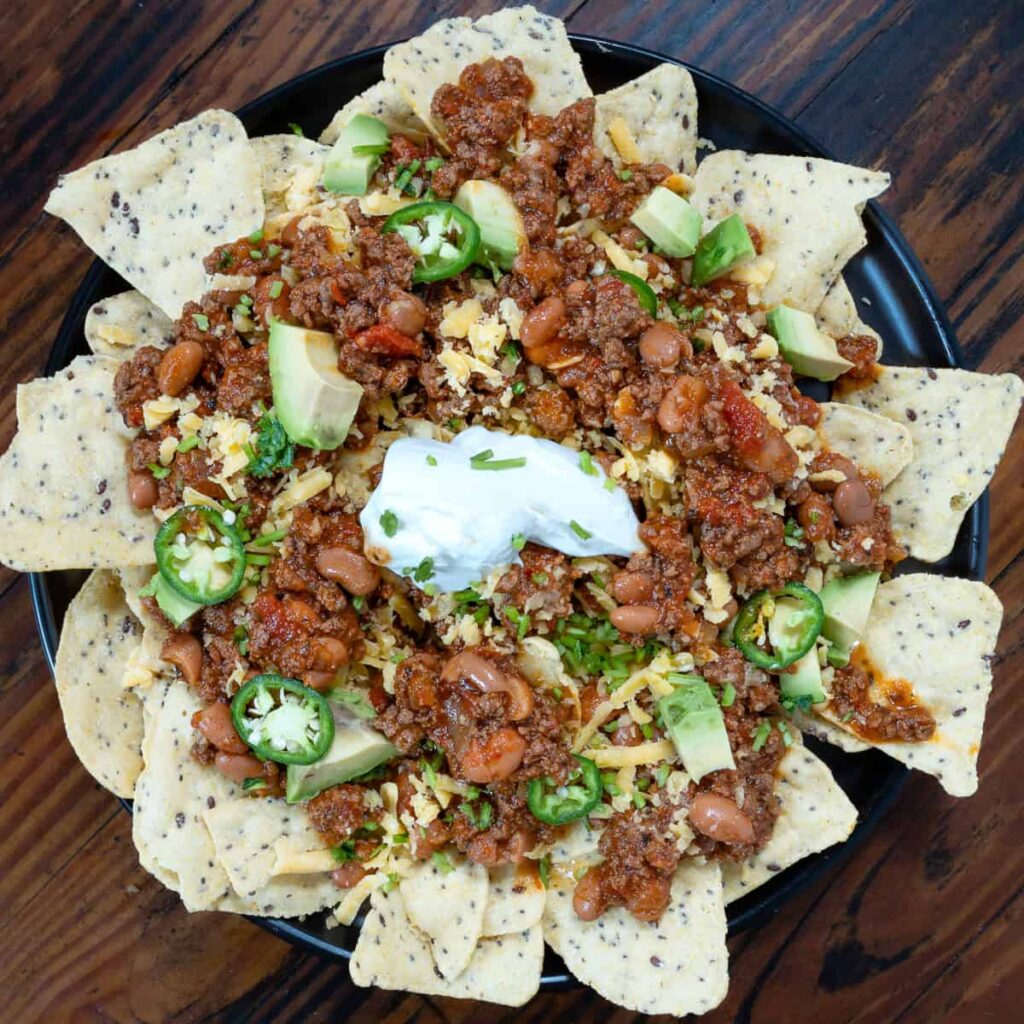 Venison Chili Nachos.