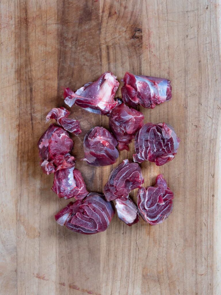 boneless shank meat on a cutting board.