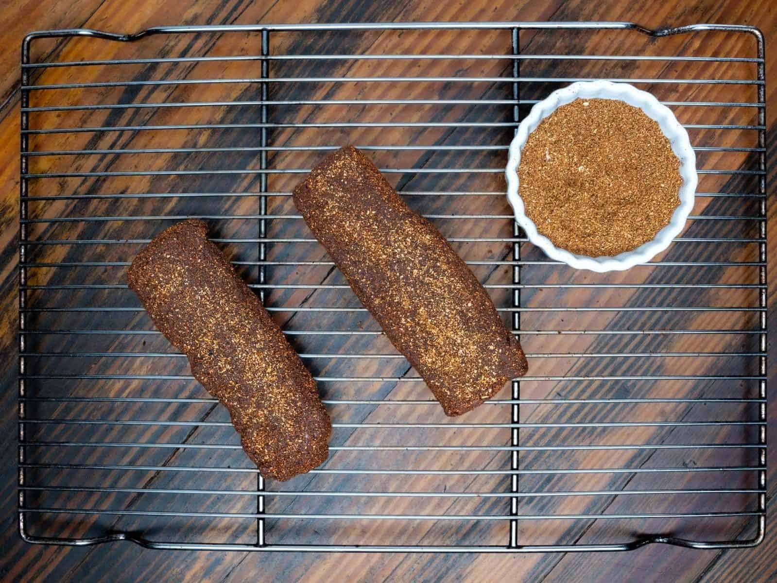 Seasoned venison on a rack