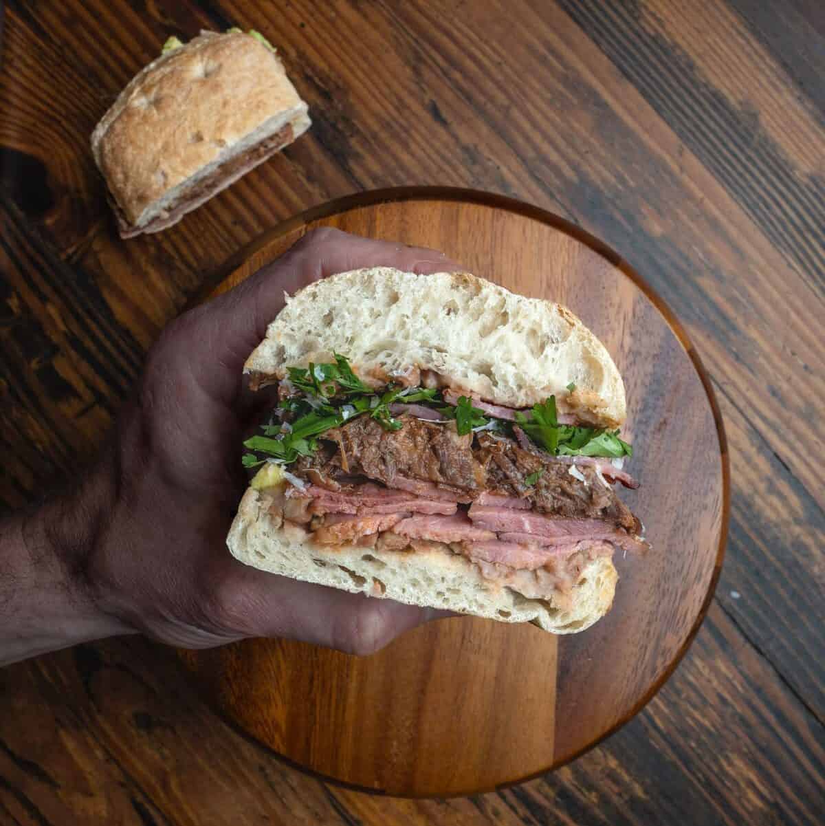 Pork shank sandwich