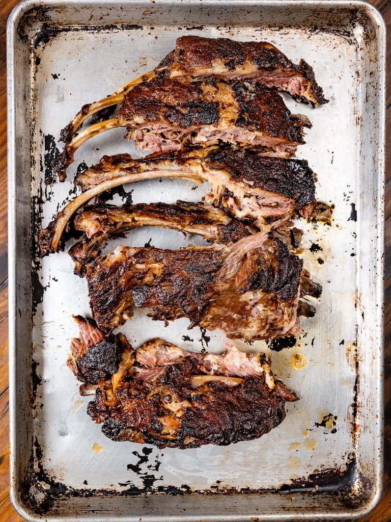 sliced wild boar ribs.