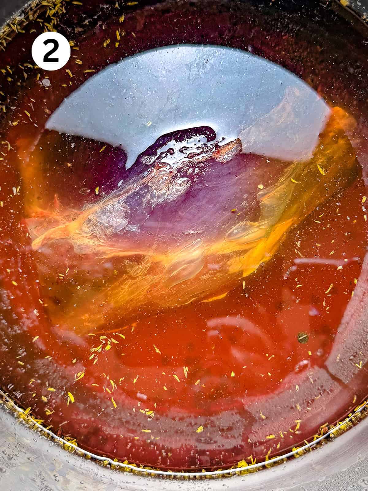 Venison roast in a brine.